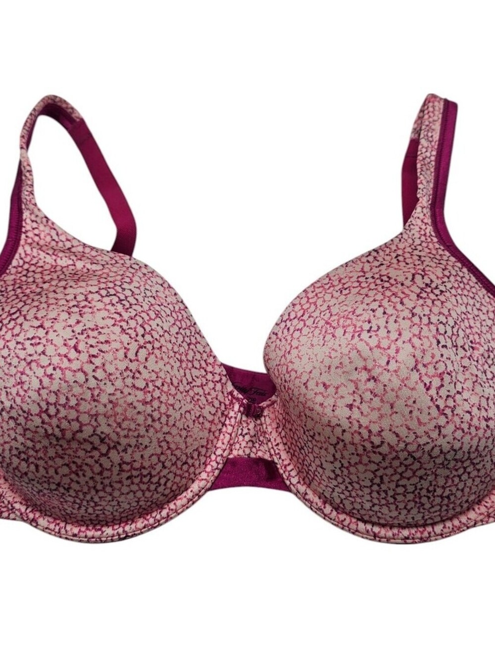 Vanity Fair Womens Sz 34DD T Shirt Bra Pink Abstract Print